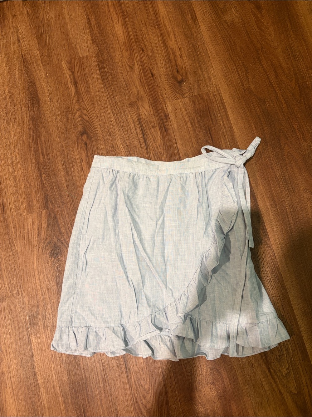 Madewell Light Blue Ruffle Tie-Waist Skirt